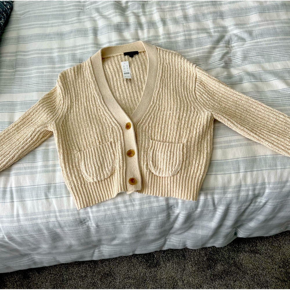NWT J.Crew cropped patch pocket beach cardigan sweater, size XS